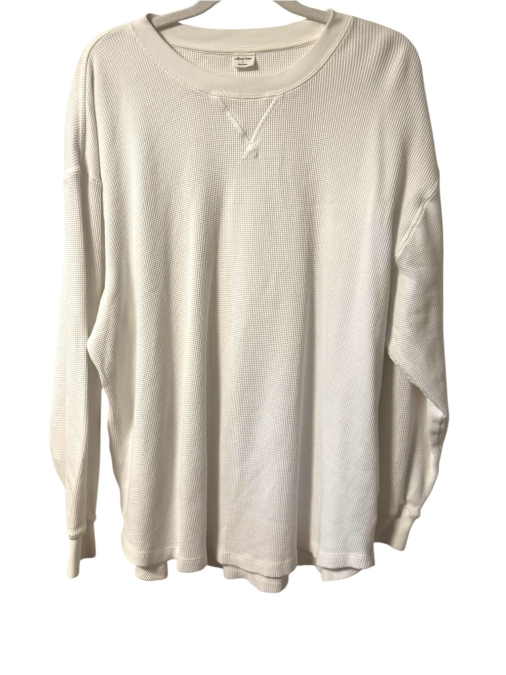 Aritzia Wilfred Free Long Sleeve Thermal Waffle Top Women’s Small White  Cotton